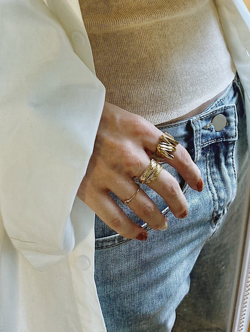 a7ae6ce1 74eb 4f2b 984a 4894c28f826e Stacked brass snake bone chain ring