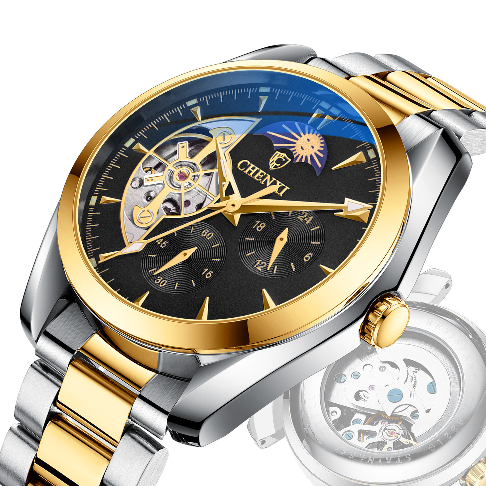 CHENXI Moonphase Automatic Mechanical Watch For Men 8801