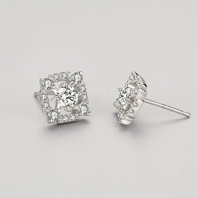 a94224aa edf1 47f1 9680 231a4dbd23d4 S925 Sterling Silver Geometric Diamond Stud Earrings