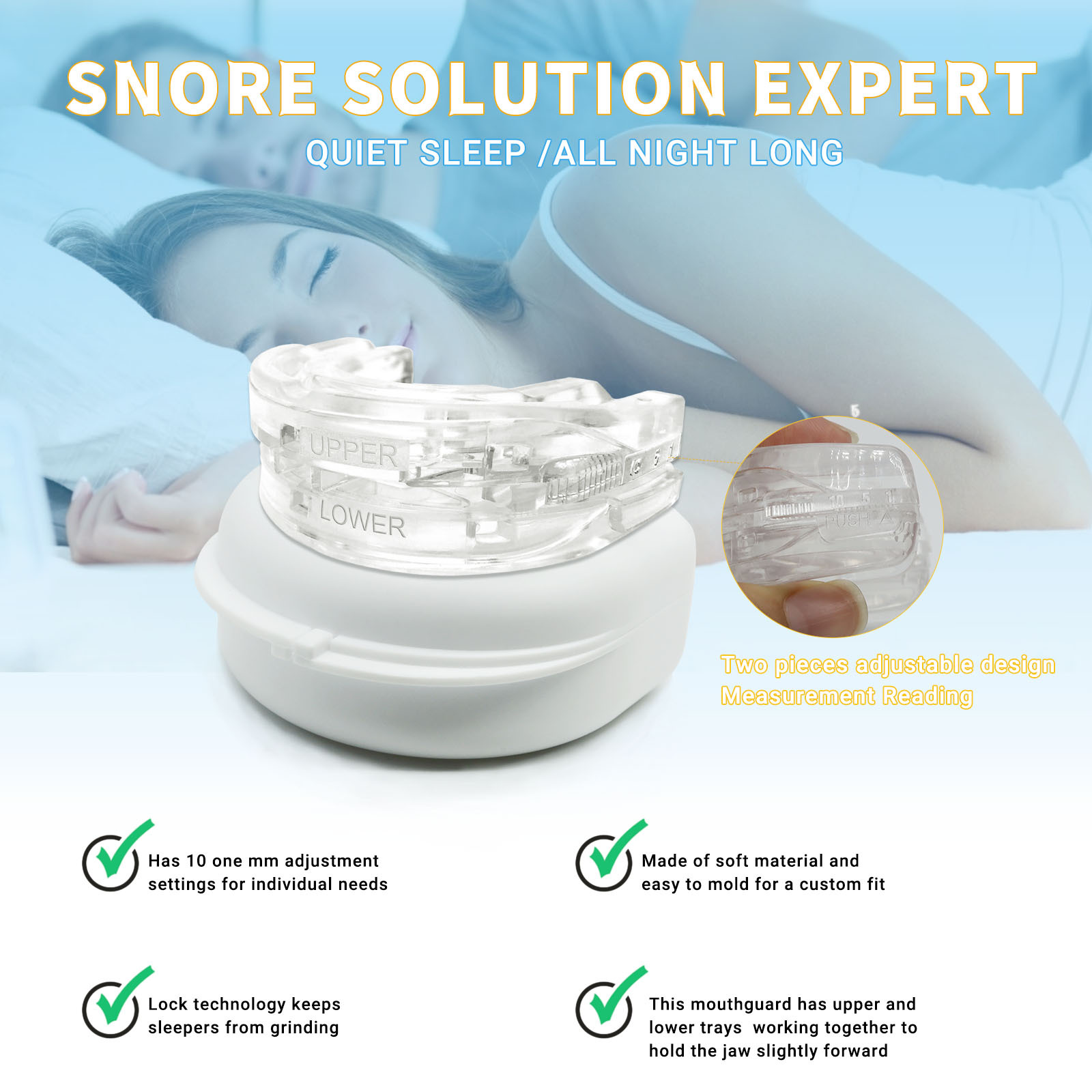 Combat snoring with our Adjustable Braces Mouthpiece—max comfort, minimal noise for a restful night's sleep! image 6