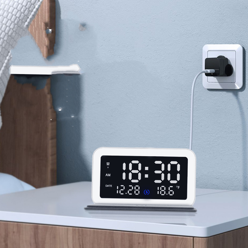 Multifunctional Fast Wireless Charging Bedside Digital Alarm Clock 8