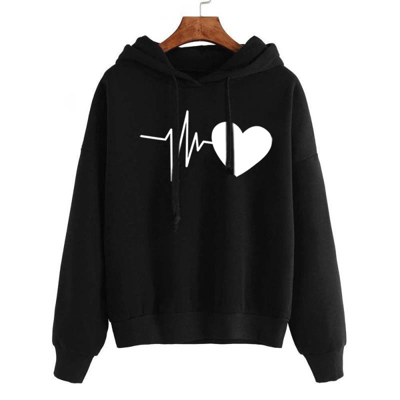 "Shop our Heart Print Streetwear Hoodies – perfect blend of style and comfort for women."