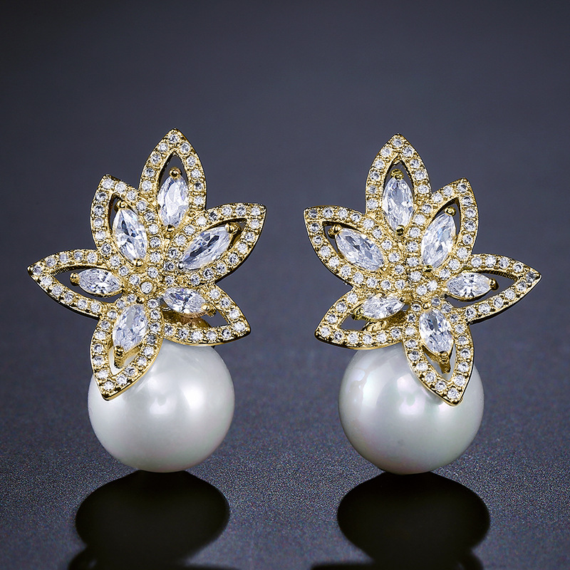 Fashion Creative Flower Pearl Inlaid Zircon Earrings 6 acb9f5f7 5619 47ea 97bc ec8f8465b4b5 Fashion Creative Flower Pearl Inlaid Zircon Earrings