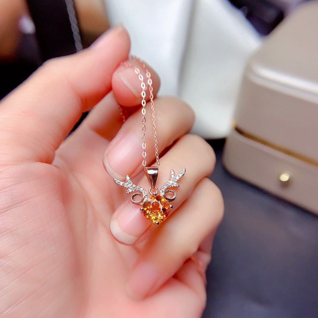 Champagne Morganite Antler Necklace Imitation Natural Citrine Pendant 3 ad2a32e4 7445 4250 8475 62426407b44f Champagne Morganite Antler Necklace Imitation Natural Citrine Pendant