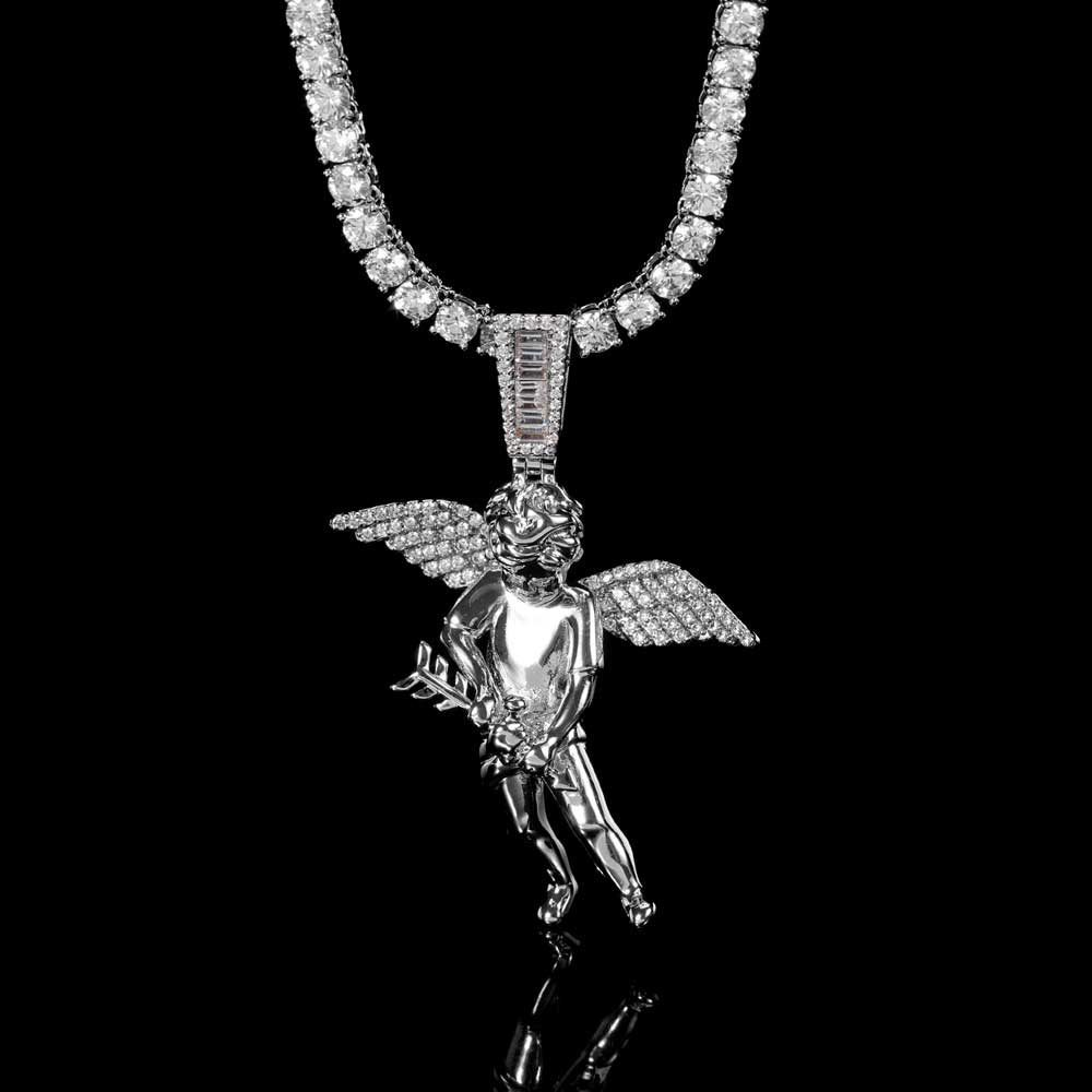 adbc623e 7e2c 40fd 9555 fe20437927a3 Hip Hop Arrow Wearing Wine Bottle Angel Pendant Real Gold Electroplated Copper Necklace