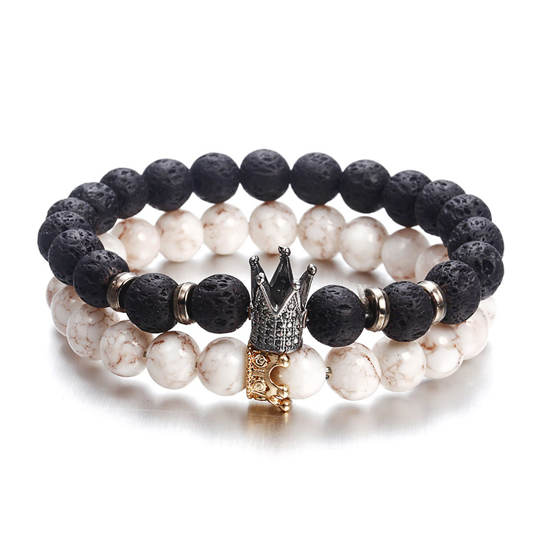 af7d7511 869a 4df5 a0f1 9d404ff27d27 Fashion Lava Natural Stone Beads Bracelet For Women Men Man Crystal Crown Hand Bracelets Jewelry Mens Accessories