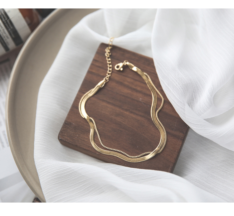 afb44618 97ce 4df9 a118 0ab0cbeb3375 18K Rose Gold Plated Double Snake Bone Anklet