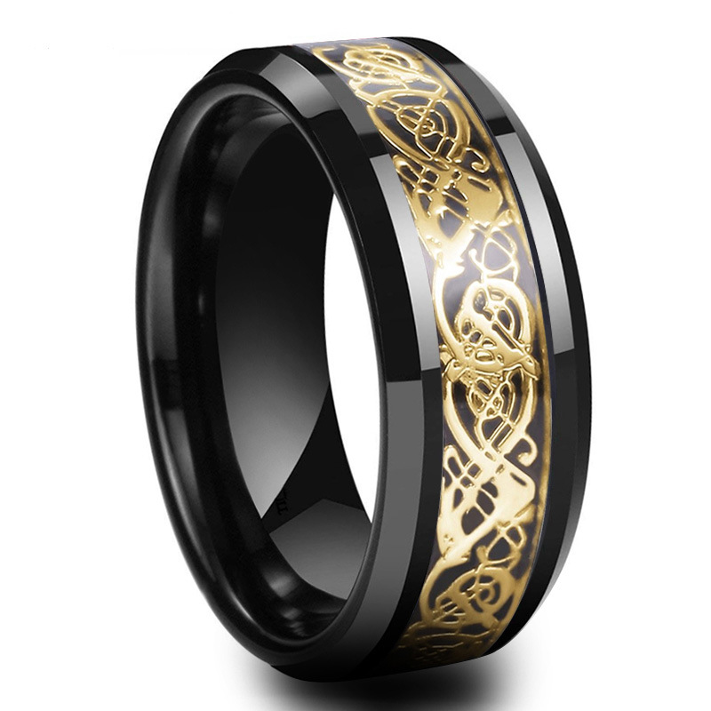 Timeless Dragon Ring in Gold and Silver Gold and Black