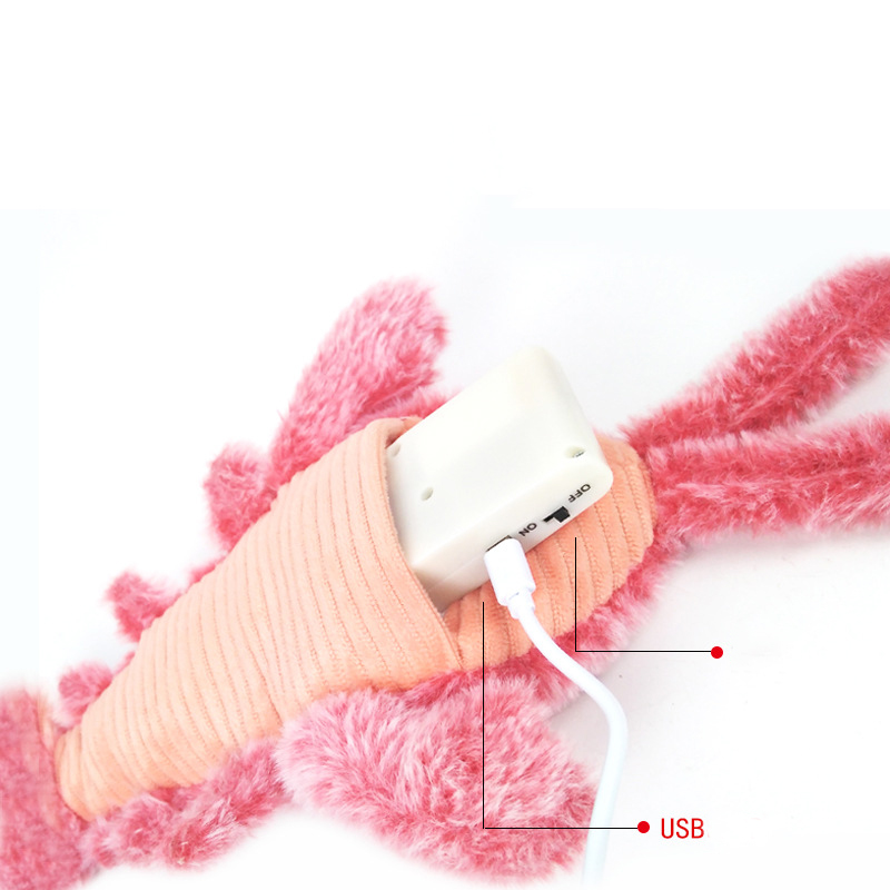 Showing a close-up of the rechargeable battery in the Jumping Shrimp cat toy.