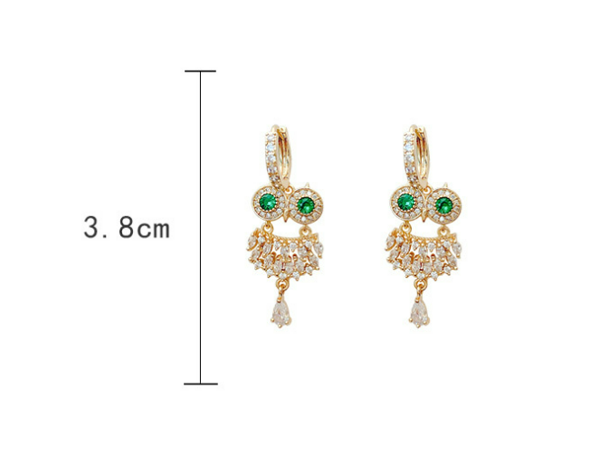 b0a9ecee dc04 4f74 a42a 4c342ed0acfd Silver Pin Owl Earrings Female Fashion Micro Inlay