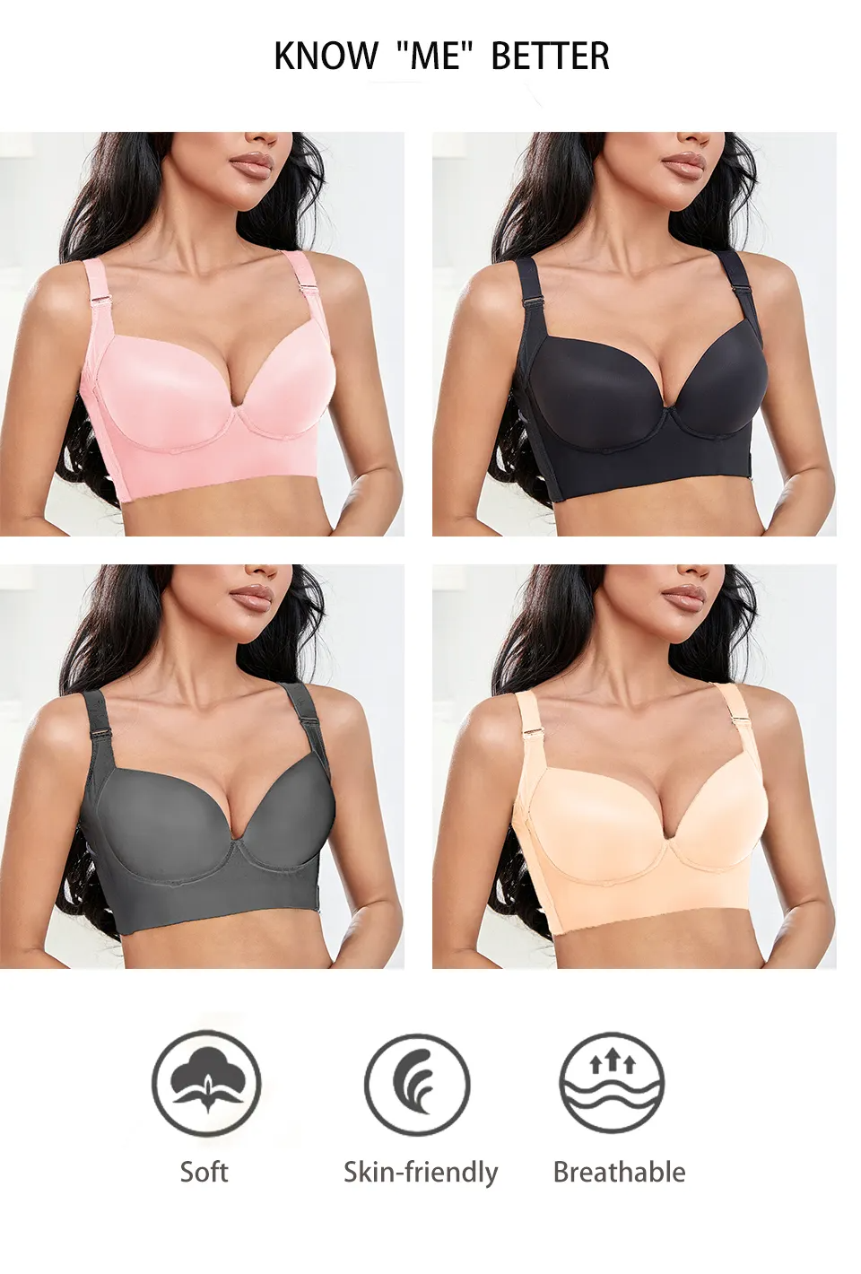 wholesale&dropshipping 2022  Plus Size Push Up Bras Women Deep Cup Bra Hide Back Fat Underwear Shaper Incorporated Full Back