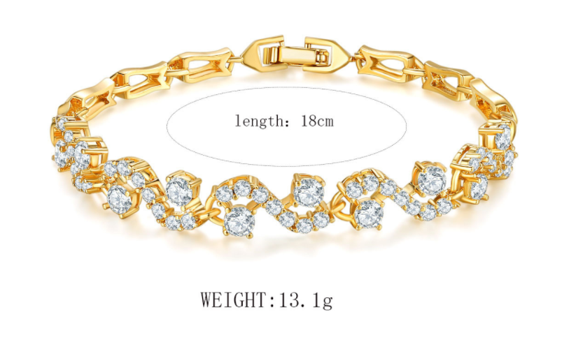 b197f1ed b5ac 4097 9f98 6e70f9981eba Zircon Wave Bracelet Electroplating Real Gold Diamond Bracelet Wholesale Does Not Fade