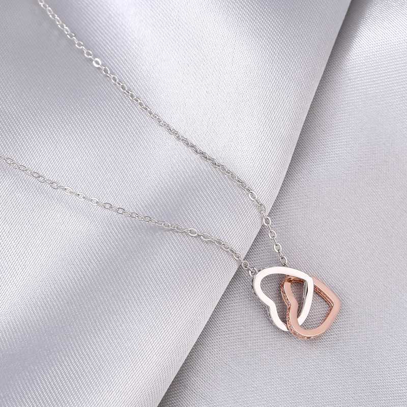 b1aefc9b 3c1d 44f8 8dda eaeeb2e1ca76 Cross-border Amazon Rose Gold Color Separation Double Ring Necklace