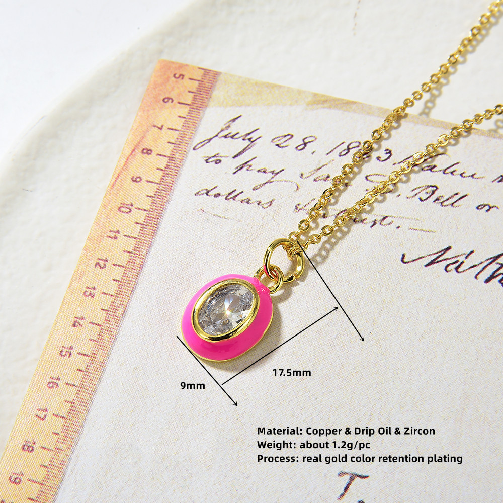 Women's Fashion Geometry Pattern Oval Copper Micro Inlaid Zircon Gold Pendant Necklace 1 quality,q 100 Women's Fashion Geometry Pattern Oval Copper Micro Inlaid Zircon Gold Pendant Necklace