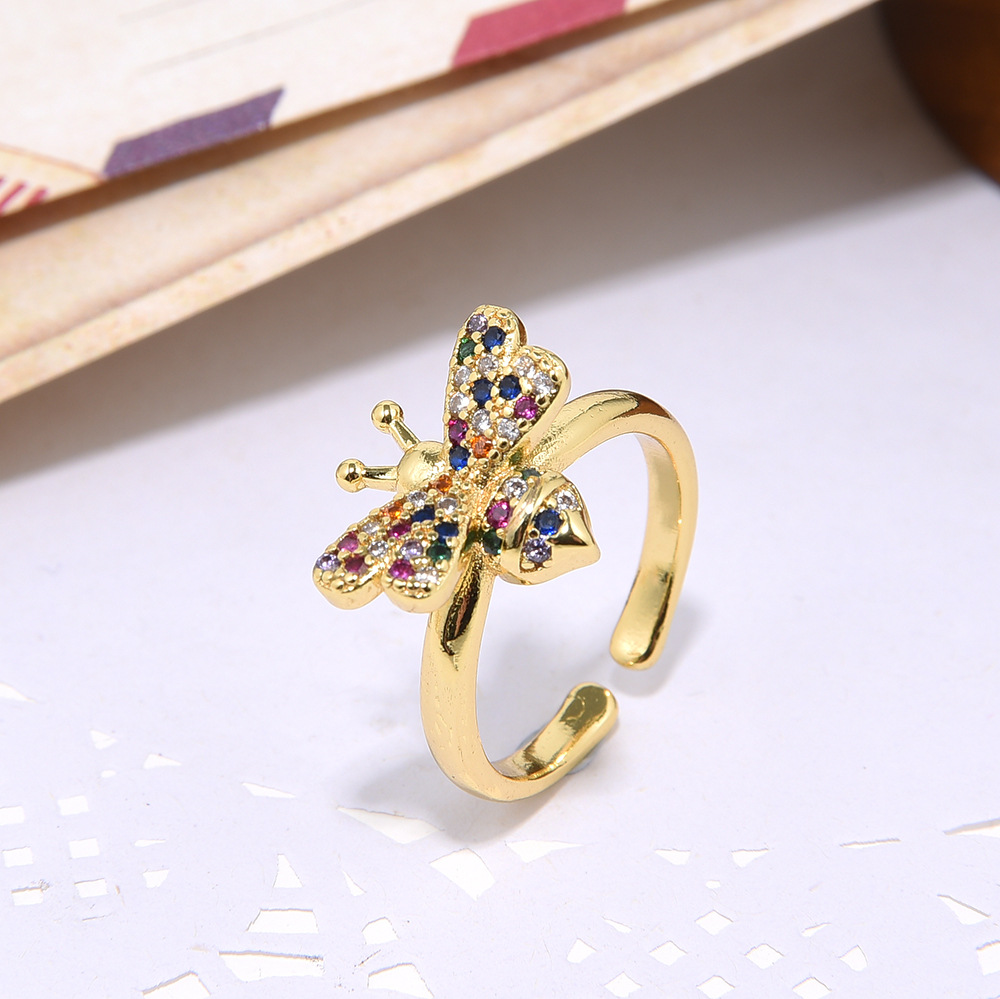 Women's 18K Gold Micro Inlay Color Zircon Open Adjustable Ring 3 b1c71207 b0dd 4c93 9040 02eaf5b10128 Women's 18K Gold Micro Inlay Color Zircon Open Adjustable Ring