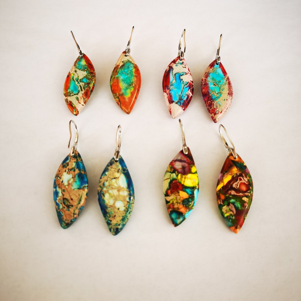Colorful Emperor Stone Leaf Multicolor Irregular Earrings 4 b1ca3916 bcf8 467a 85b1 b8508f4d8609 Colorful Emperor Stone Leaf Multicolor Irregular Earrings