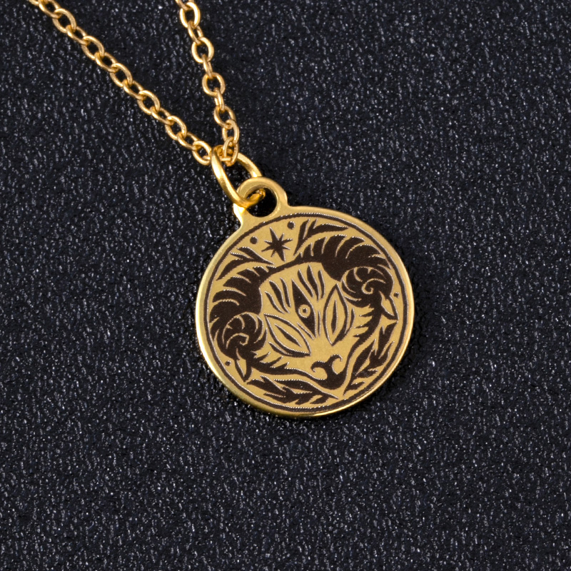 b20f63a6 15c8 48a0 8969 3e319c297c5e Gold Round Constellations Zodiac Sign Stainless Steel Necklace