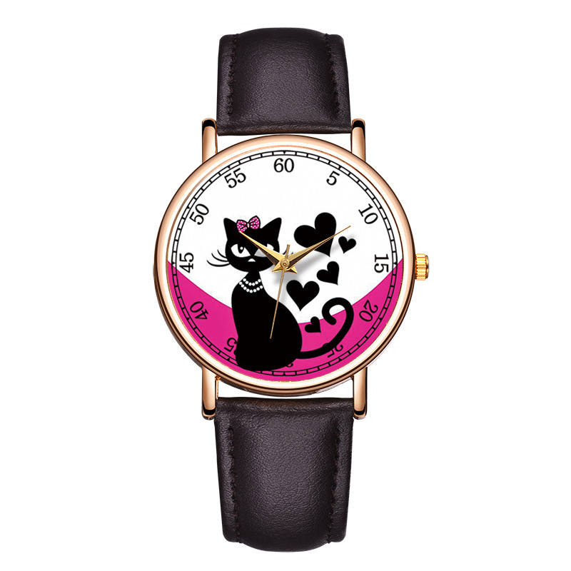b252668a 29a3 41b6 a8ac 2549dea646eb Cat playful quartz watch fashion cute casual rose gold shell powder watch