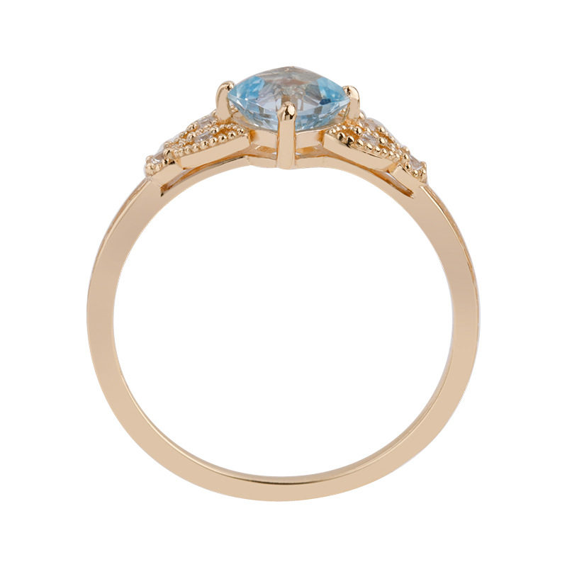 Title 3, Natural Square Sky Blue Topaz Ring Girl