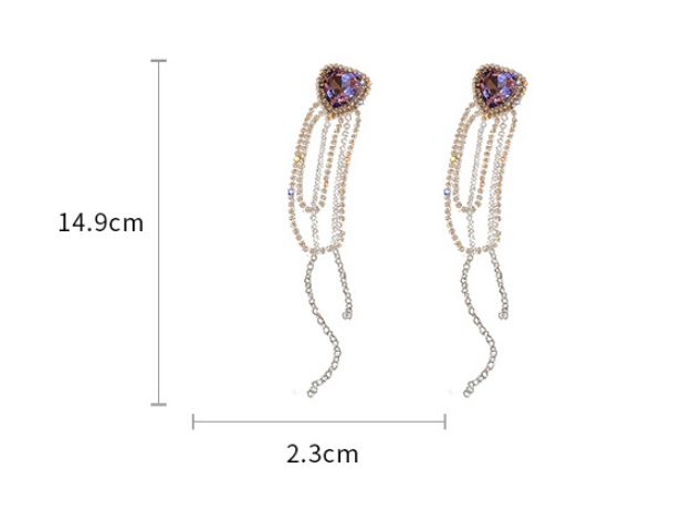 Silver Needle Inlaid Diamond Love Heart Tassel Earrings Exaggerated All-match 1 b3d5e42f 8d6c 4c07 a456 b0af09789761 Silver Needle Inlaid Diamond Love Heart Tassel Earrings Exaggerated All-match