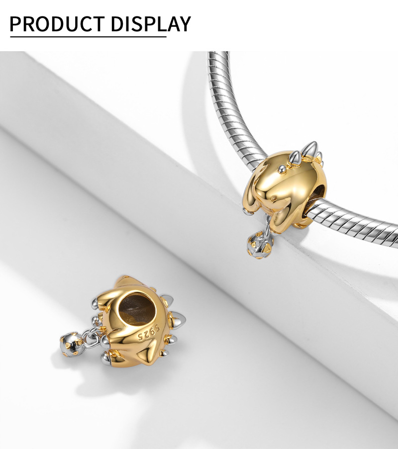 b4655655 3a4f 4c35 98b3 3f7a456cdb1f Stegosaurus Dinosaur S925 Sterling Silver Gold Plated Beaded Women's Bracelet Necklace Diy Accessories