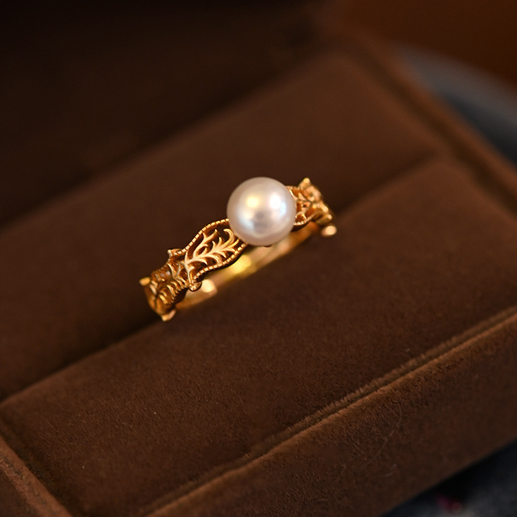 b6f283c6 ac23 4dd2 8671 defcb2e52251 S925 Sterling Silver Pearl Gold Plated Ring For Women
