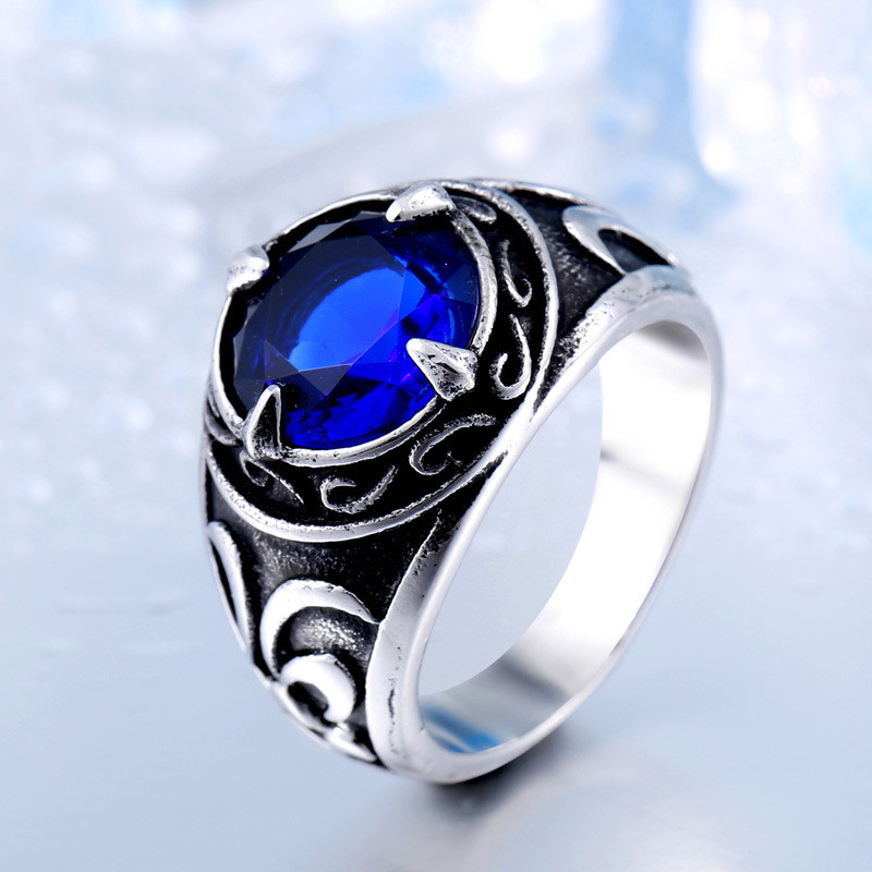 Vintage Hand Jewelry Stainless Steel Inlaid Sapphire Carved Men's Ring Personalized Titanium Steel Ring 5 b84425e6 6e48 4a9f 99fd 9028326ac4d1 Vintage Hand Jewelry Stainless Steel Inlaid Sapphire Carved Men's Ring Personalized Titanium Steel Ring