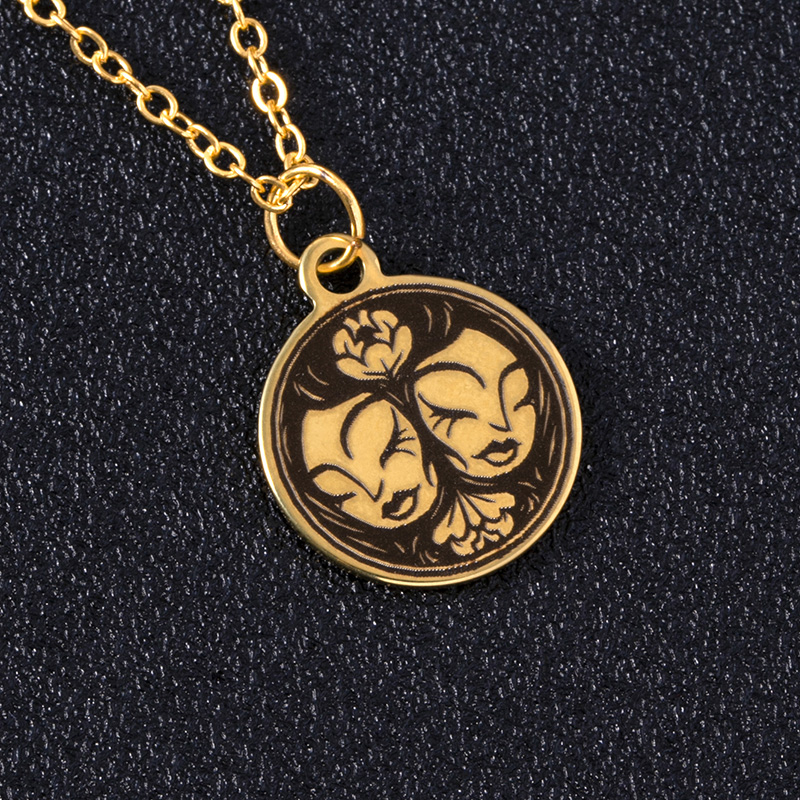 b8ea7eea 90a9 4340 aa9a 27dfdf109a2e Gold Round Constellations Zodiac Sign Stainless Steel Necklace