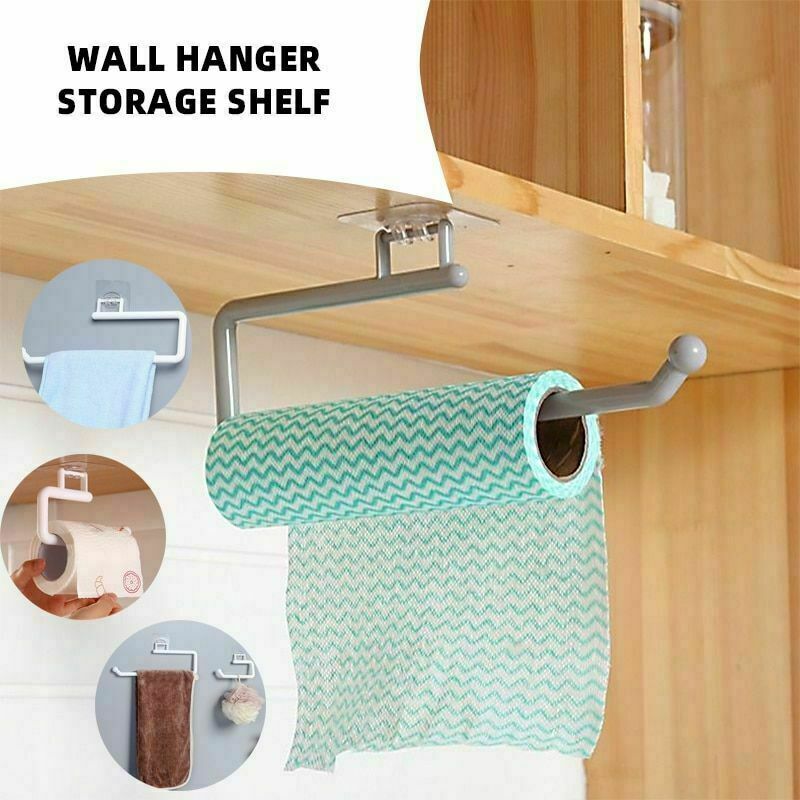 Wall Mount Paper Towel Holder Self Adhesive Stick Under Kitchen