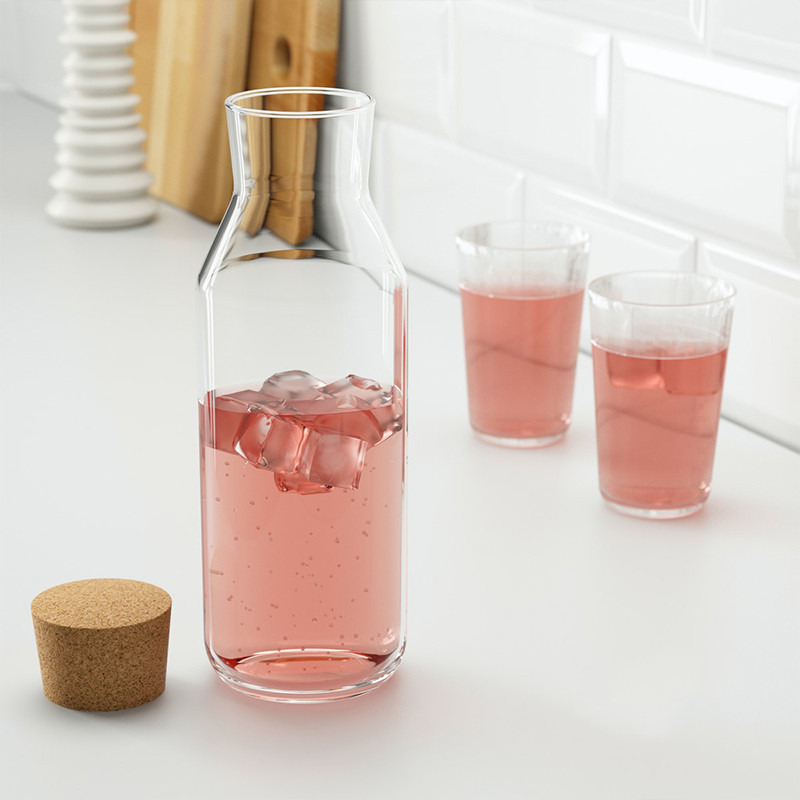 Toughened Glass Carafe With Lid And Large Capacity Cold Water Bottle With Cork