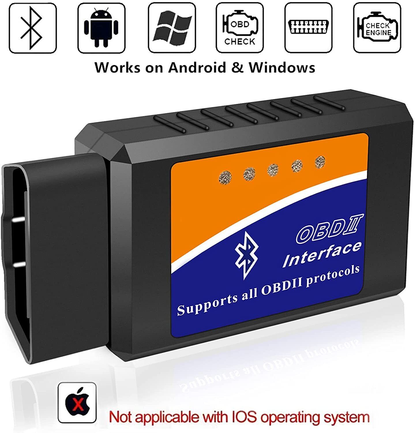 Bluetooth OBD2 OBDII Car Diagnostic Scanner Tool Check Engine Fault