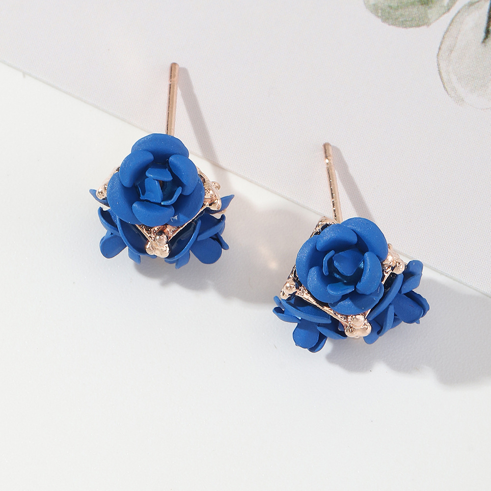 b967dbf2 cb98 477e a5ec 5e5eb88defad Retro Temperament Stereo Rose Stud Earrings Cute Multicolor Flower Earrings