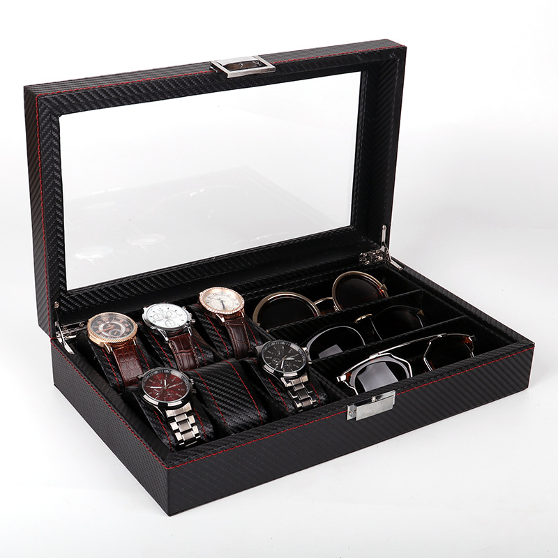 Carbon Fiber Watch Glasses Storage Display Case