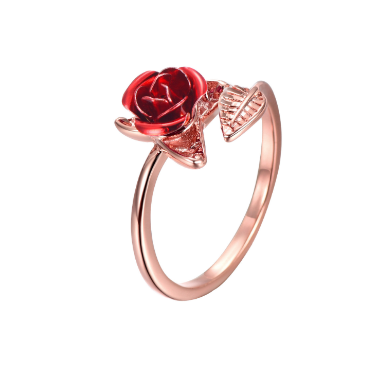 bc6e30c5 0c0b 4941 9330 46499706e2d9 Red Rose Garden Flower Leaves Resizable Gold Finger Rings