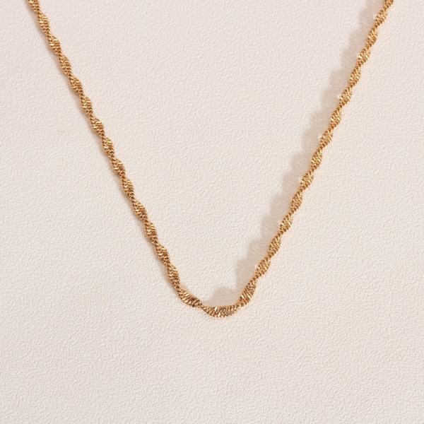 be0a101b 1736 4cb6 a42b 9cc36065a2bf Simple Necklace 18K Gold High Density 3mm Twisted Clavicle Water Wave Chain