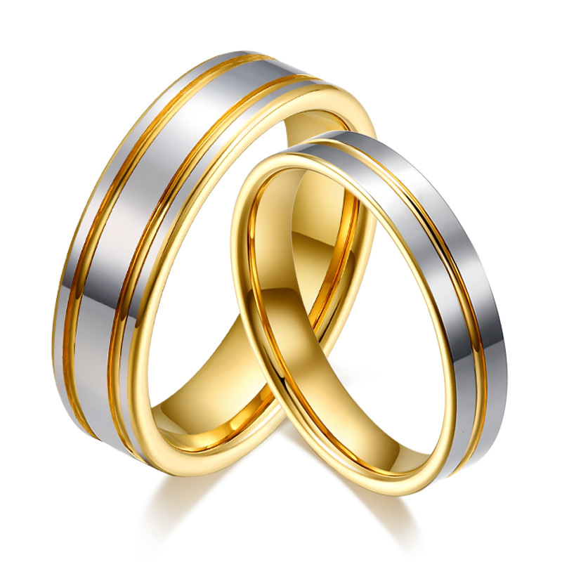 be11d0b3 1cd8 4273 9bd4 f652d32ebcfd A Pair Of Tungsten Gold Rings For Men And Women For Marriage Proposal Gold Ring