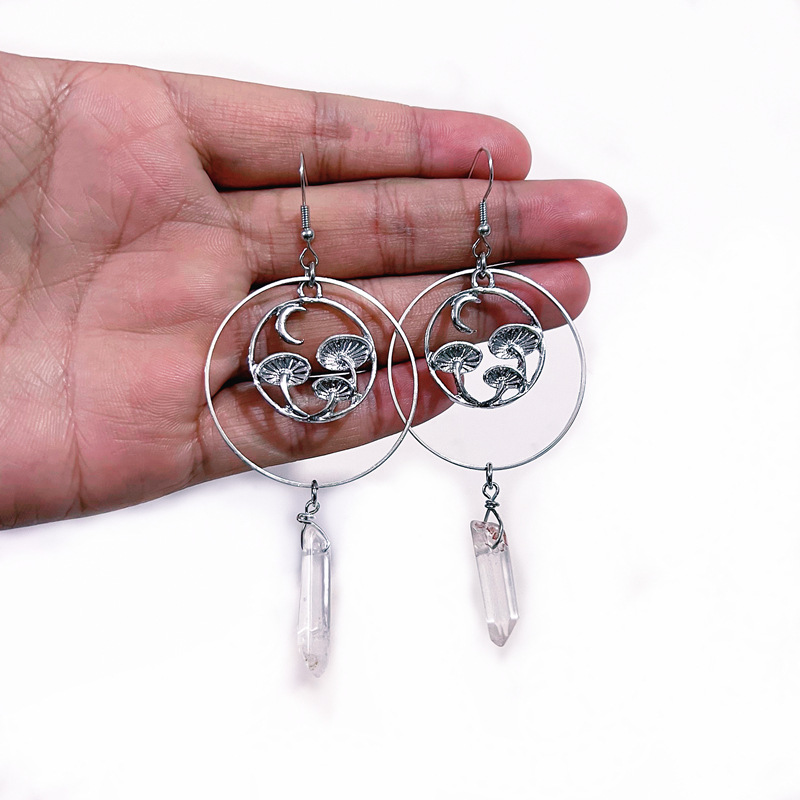 be85e816 7d19 4e3d b8d2 2c65c8cab892 Irregular White Quartz Crystal Pendant Earrings Simple Small Mushroom