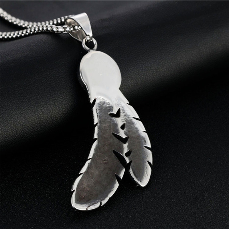 beca8f25 65bb 449c 8909 b41475612918 Punk Titanium Steel Takahashi Feather Pendant