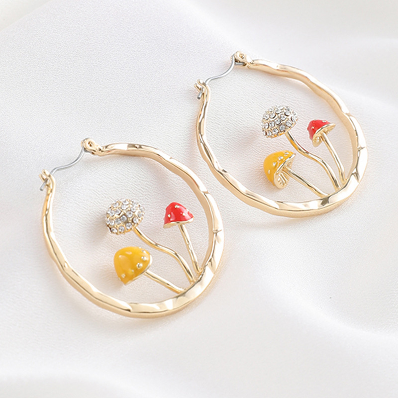 bfb578ac e607 41d3 85c8 6c0ea287fe22 Unique Earring for Women Cute Three Mushroom Shape Sweet Gold Color Drop Earrings New Design Trendy Ear Jewelry