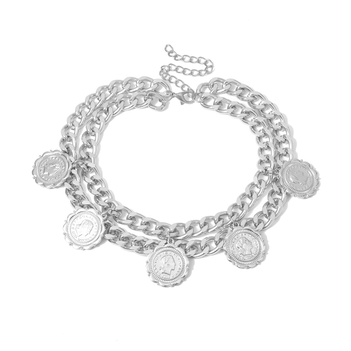 c0087da5 6315 4bf0 83dc 09140648082e Retro geometric thick chain multi-layer necklace