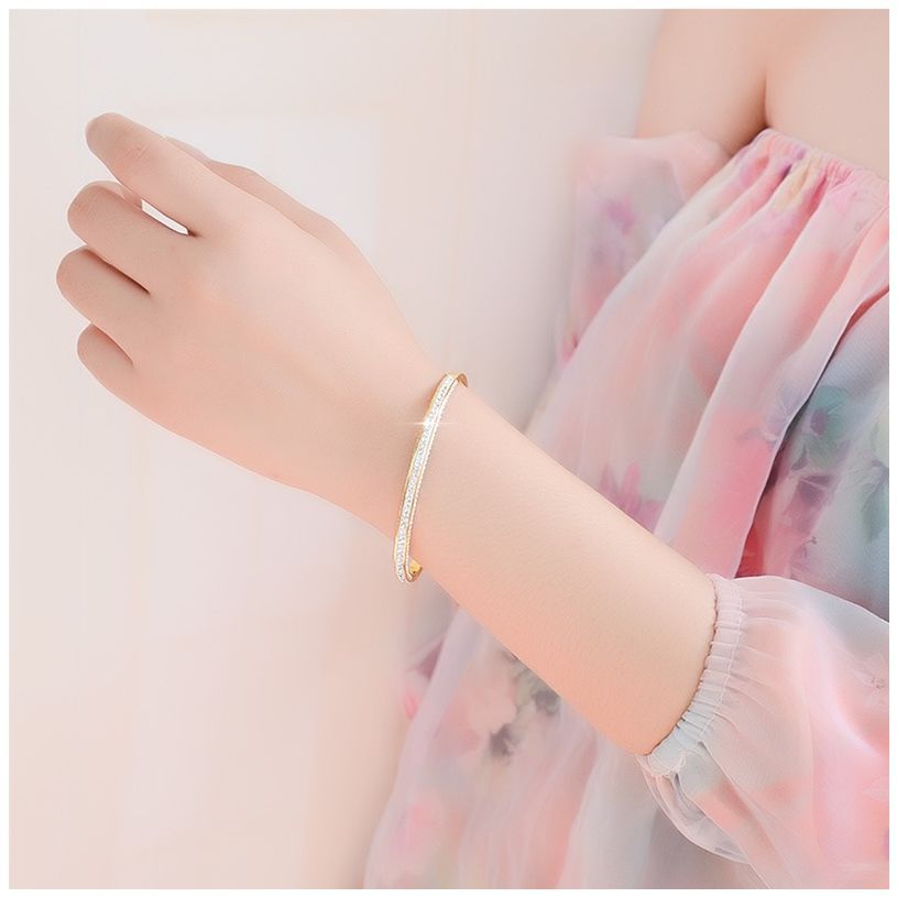 Double Row Drill Zircon Full Star Gold Titanium Steel Bracelet 2 c08ab242 b717 4dbb 8559 c8efecf0b64a Double Row Drill Zircon Full Star Gold Titanium Steel Bracelet