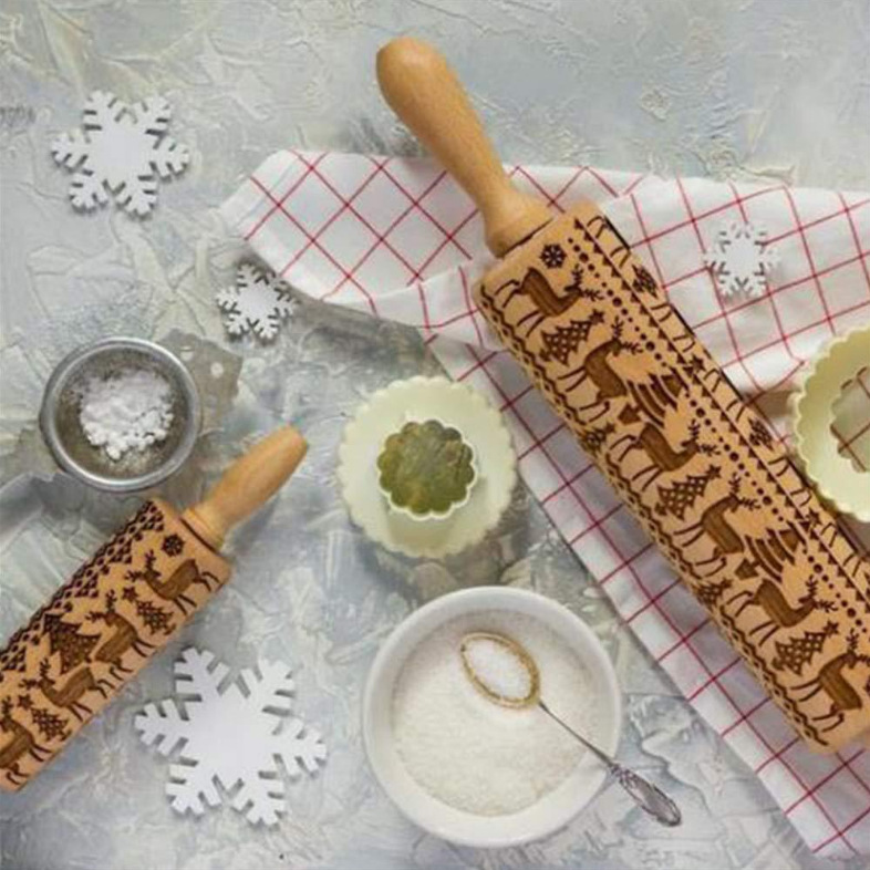 Engraving Beech Printing Rolling Pin