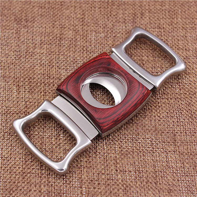 Stainless Steel Thickened Wood Inlaid Cigar Cutter