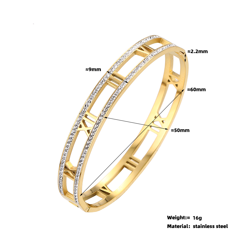 c2759d28 c435 488e bf93 8a7f2c7e9c63 Titanium Steel Electroplated 18K Real Gold Roman Numerals Bracelet