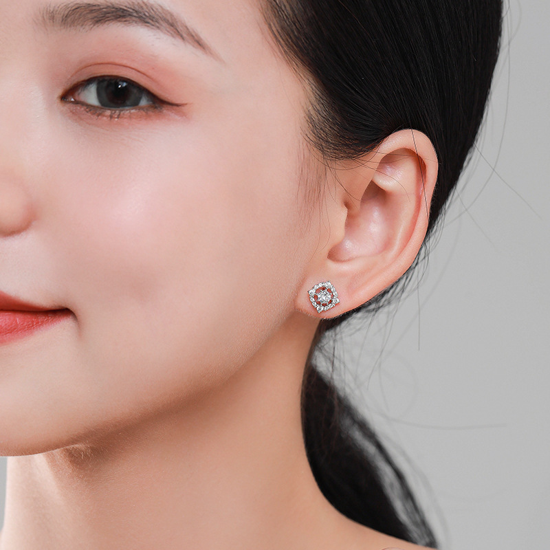 c2b0d888 b47e 4b20 baa2 837defb7c77f S925 Sterling Silver Geometric Diamond Stud Earrings