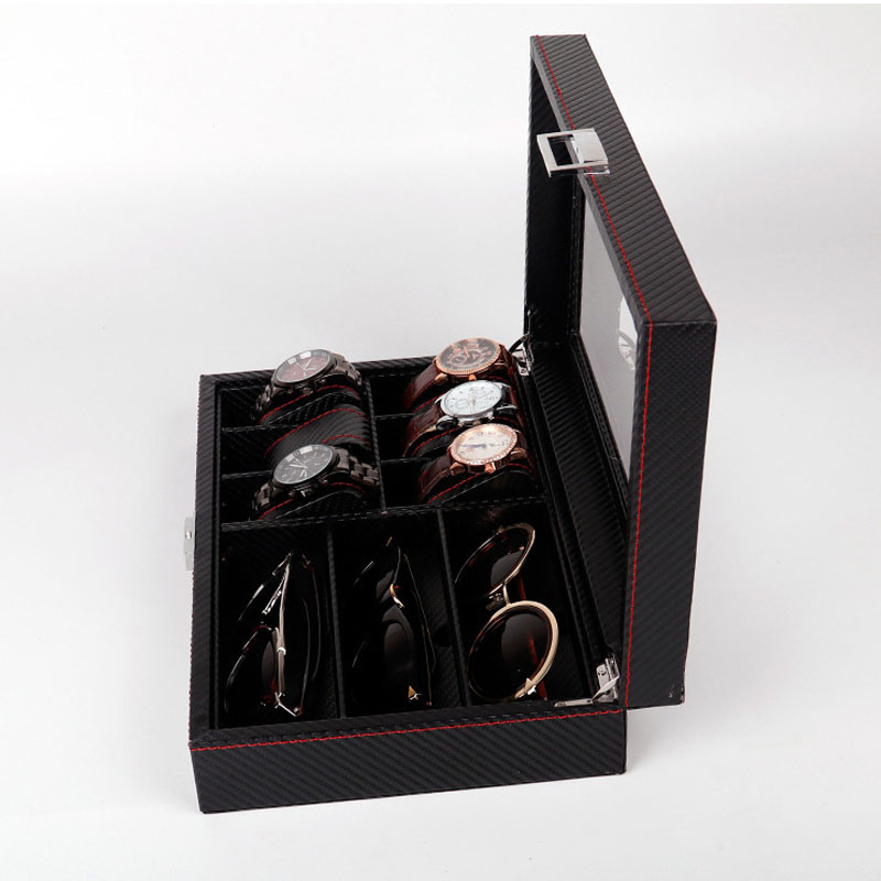 Carbon Fiber Watch Glasses Storage Display Case