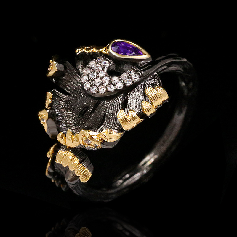 Ring Female Black Gold Purple Zircon 3 c3b81622 55bb 468d bbb9 4bd24e5d22a2 Ring Female Black Gold Purple Zircon