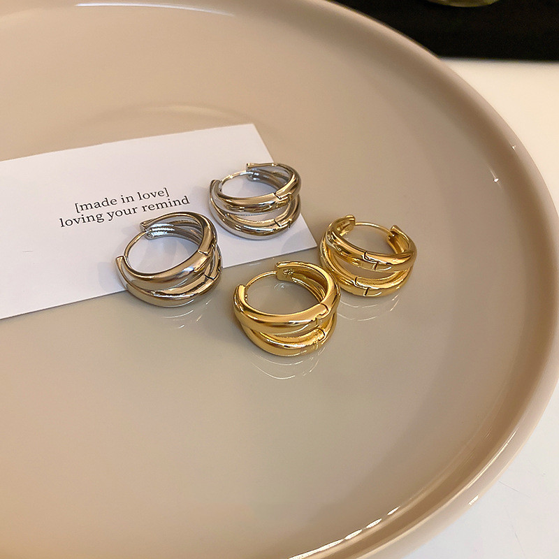 c417de72 f0f6 4d84 82fc 595224c01d40 Real Gold Plating Double-layer C-shaped Earring Fashion