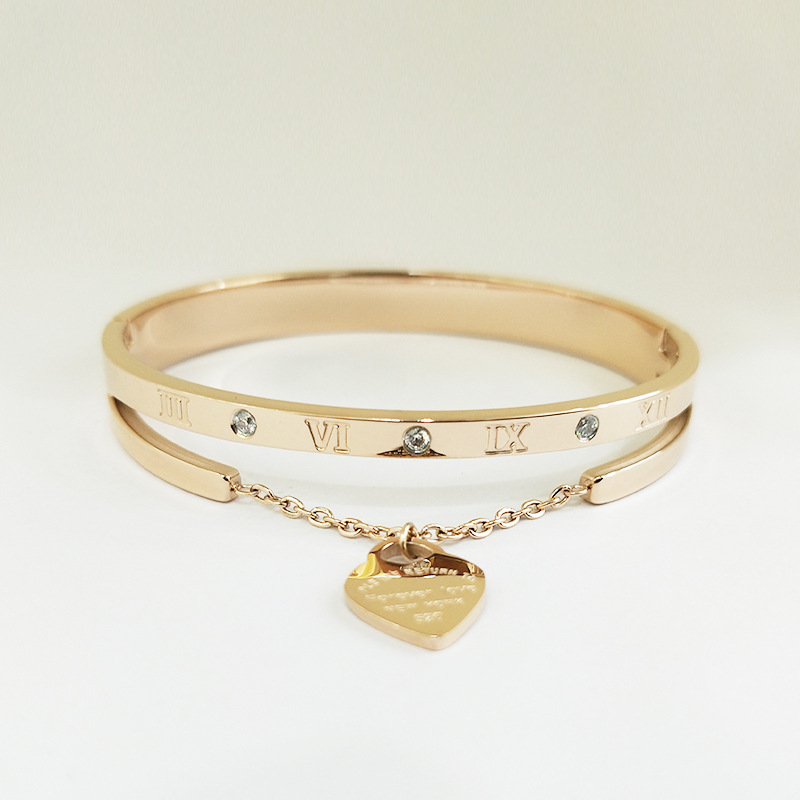 c532a7d6 0423 4ba7 9050 1ad816927552 Women's Lettering Gold Titanium Steel Bracelet