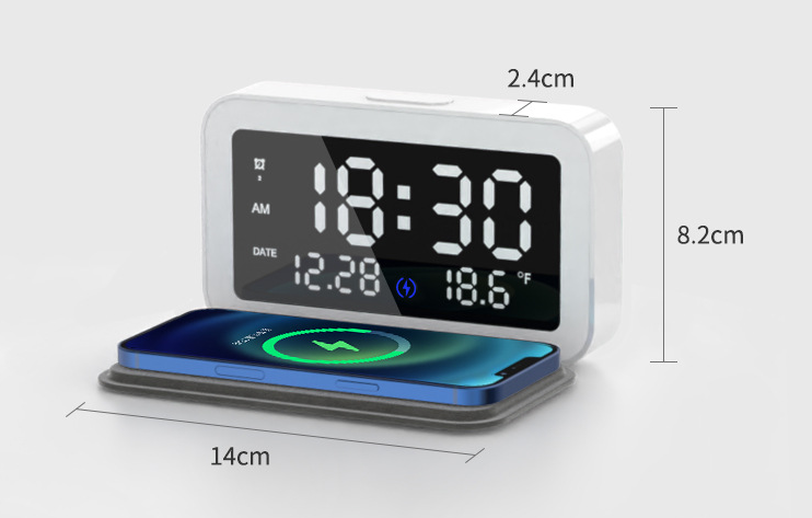 Multifunctional Fast Wireless Charging Bedside Digital Alarm Clock 53
